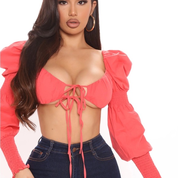 NWT! Gotta Have you Coral Large crop‎ top - Picture 1 of 8